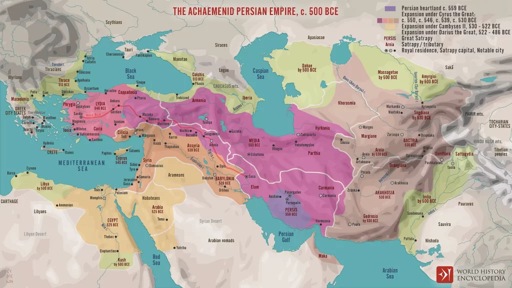 نقشه تکامل و گسترش هخامنشی در طول تاریخ 1 نقشه ایران هخامنشی - پایگاه اطلاع رسانی آژنگ