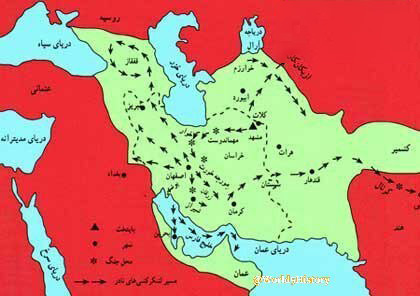 نقشه ایران در دوره نادر شاه افشار 1 نقشه ایران زمان نادر - پایگاه اطلاع رسانی آژنگ