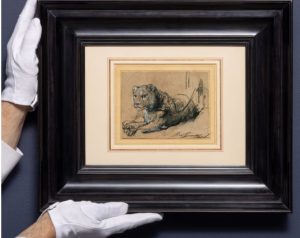 یک نقاشی گچی کوچک از یک شیر اثر رامبراند؛۱۸ میلیون دلار